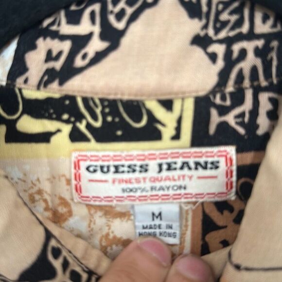 Vintage 90's Guess Jeans Mens  Multicolor Short Sleeve Button‎ Up Shirt Medium - Picture 5 of 8
